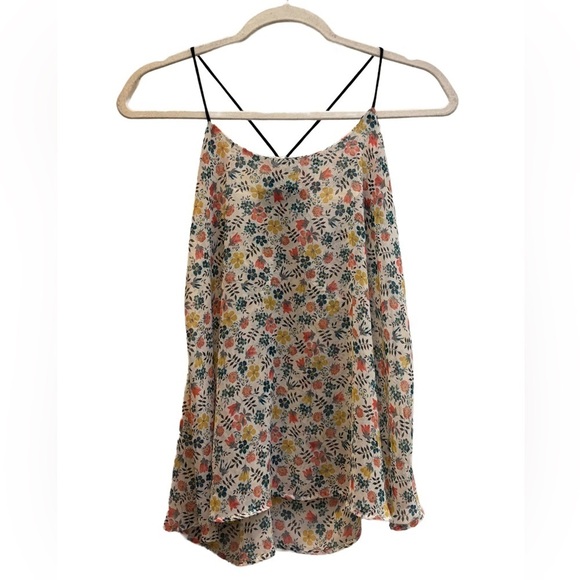 Vintage Havana floral, flowy razorback tank top blouse size small 🌸🌺🌸 - Picture 1 of 5